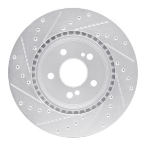 Mercedes-Benz SL500 Brake Rotor (1) - Rear Right - R1 Concepts - Drilled & Slotted - Silver - `93-`02